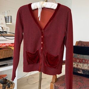 Velvet-trim cardi